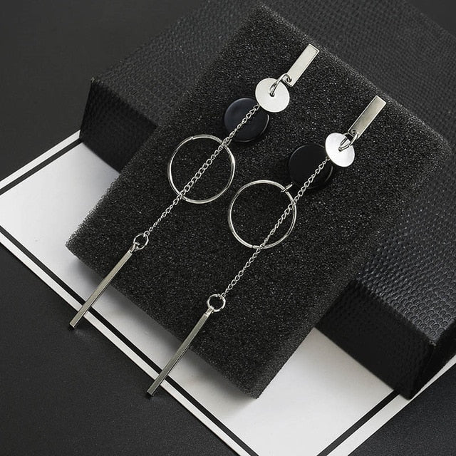 Moda coreana largo pendiente geométrico asimétrico Diamante de imitación círculo pendientes nuevo acrílico pendiente para mujer regalo fiesta boda