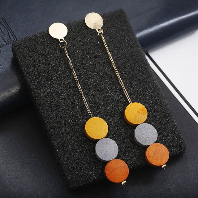 Moda coreana largo pendiente geométrico asimétrico Diamante de imitación círculo pendientes nuevo acrílico pendiente para mujer regalo fiesta boda