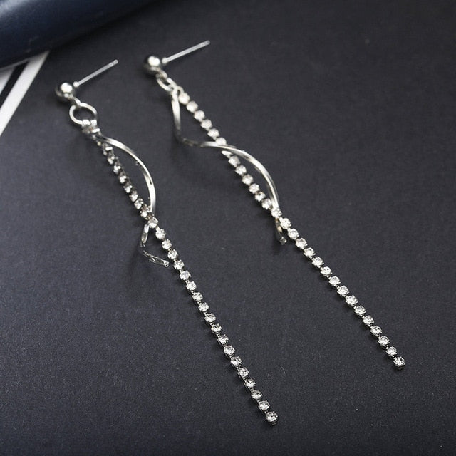 Moda coreana largo pendiente geométrico asimétrico Diamante de imitación círculo pendientes nuevo acrílico pendiente para mujer regalo fiesta boda
