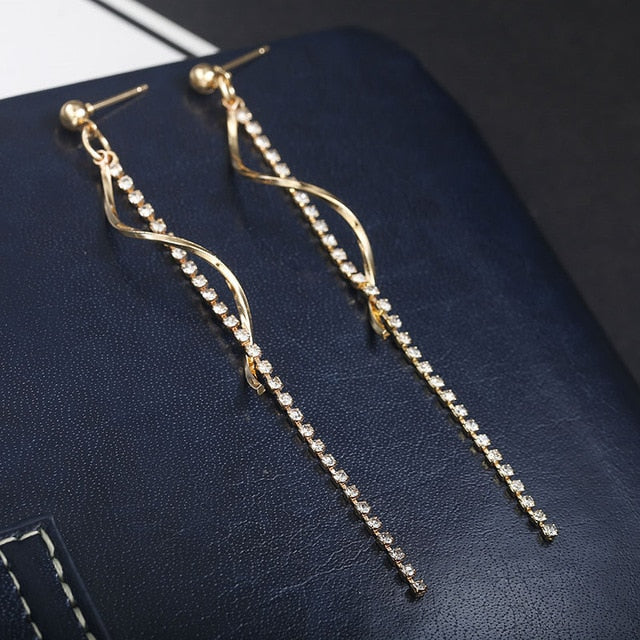 Moda coreana largo pendiente geométrico asimétrico Diamante de imitación círculo pendientes nuevo acrílico pendiente para mujer regalo fiesta boda