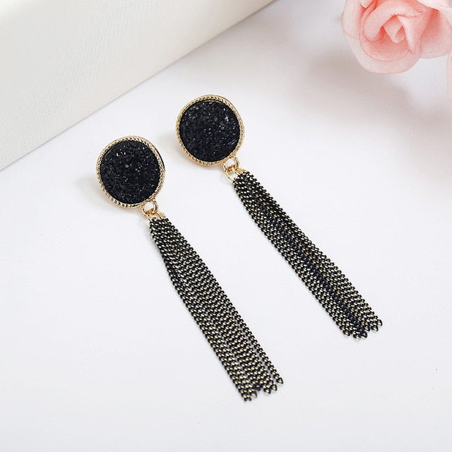Moda coreana largo pendiente geométrico asimétrico Diamante de imitación círculo pendientes nuevo acrílico pendiente para mujer regalo fiesta boda
