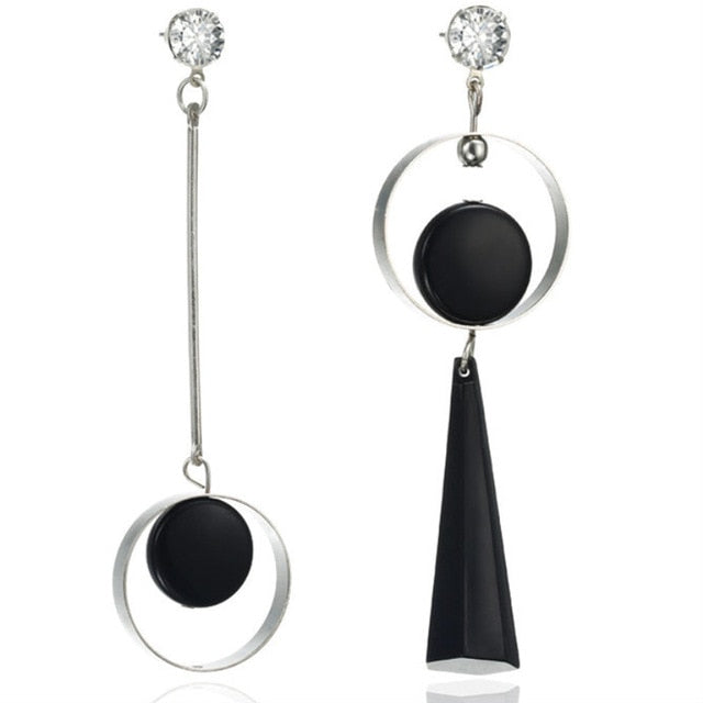 Moda coreana largo pendiente geométrico asimétrico Diamante de imitación círculo pendientes nuevo acrílico pendiente para mujer regalo fiesta boda
