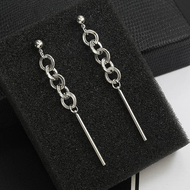 Moda coreana largo pendiente geométrico asimétrico Diamante de imitación círculo pendientes nuevo acrílico pendiente para mujer regalo fiesta boda