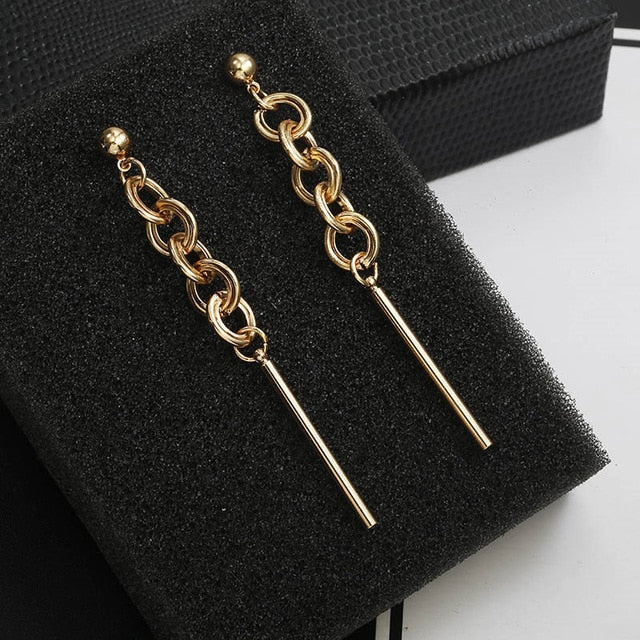 Moda coreana largo pendiente geométrico asimétrico Diamante de imitación círculo pendientes nuevo acrílico pendiente para mujer regalo fiesta boda