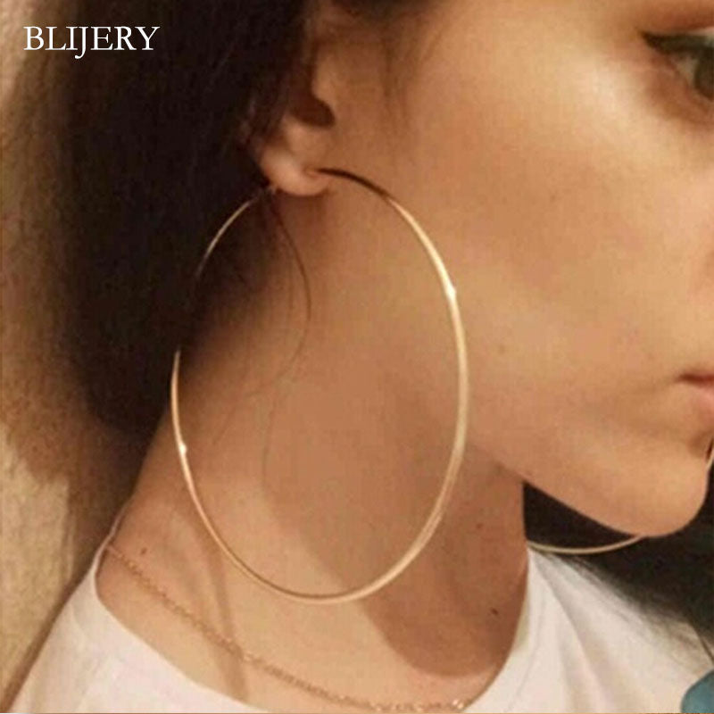 Pendientes de aro grandes de moda blijary, pendientes grandes de círculo liso, brincos baloncesto marca de famosas pendientes de bucle para joyería de mujer