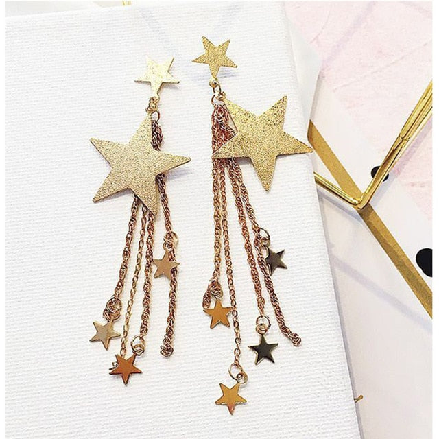 Nuevo Retro Color oro y plata colgante largo pendientes para las mujeres Metal borla pendientes étnicos Hip Hop calle accesorios de la joyería