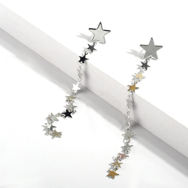 Nuevo Retro Color oro y plata colgante largo pendientes para las mujeres Metal borla pendientes étnicos Hip Hop calle accesorios de la joyería