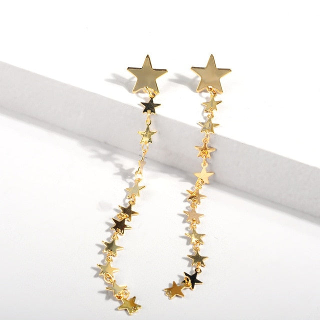Nuevo Retro Color oro y plata colgante largo pendientes para las mujeres Metal borla pendientes étnicos Hip Hop calle accesorios de la joyería