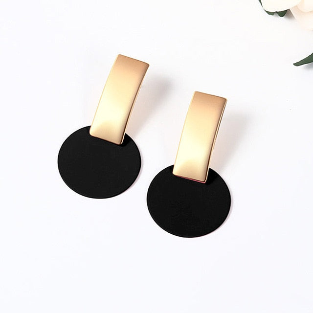 Korean Statement Round Dangle Drop Earrings for Women 2019 Fashion Jewelry Vintage Geometric Round Sequin Hanging Gold Earring