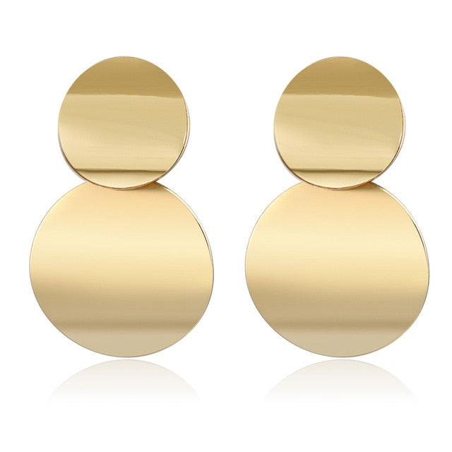 Korean Statement Round Dangle Drop Earrings for Women 2019 Fashion Jewelry Vintage Geometric Round Sequin Hanging Gold Earring