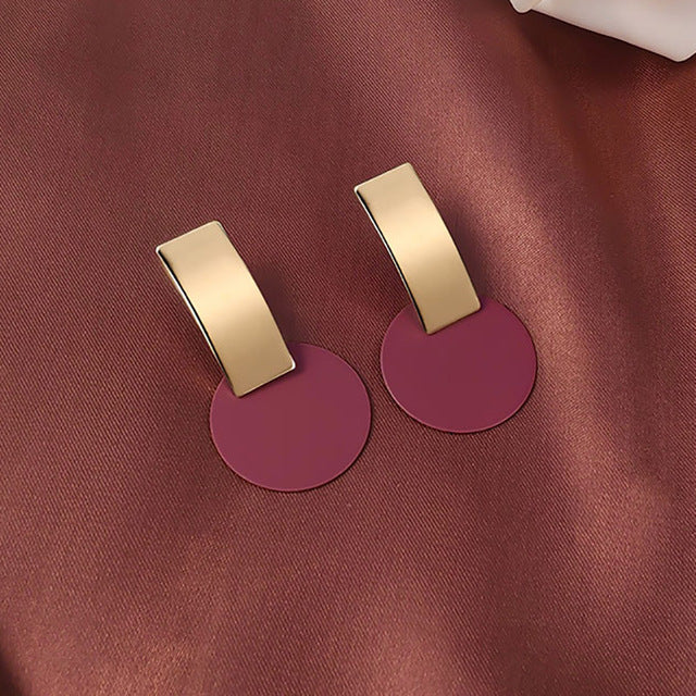 Korean Statement Round Dangle Drop Earrings for Women 2019 Fashion Jewelry Vintage Geometric Round Sequin Hanging Gold Earring