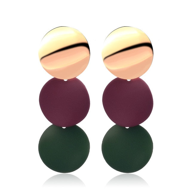 Korean Statement Round Dangle Drop Earrings for Women 2019 Fashion Jewelry Vintage Geometric Round Sequin Hanging Gold Earring