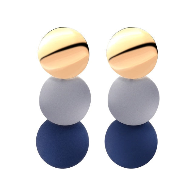 Korean Statement Round Dangle Drop Earrings for Women 2019 Fashion Jewelry Vintage Geometric Round Sequin Hanging Gold Earring