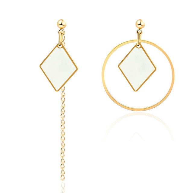 Korean Statement Round Dangle Drop Earrings for Women 2019 Fashion Jewelry Vintage Geometric Round Sequin Hanging Gold Earring