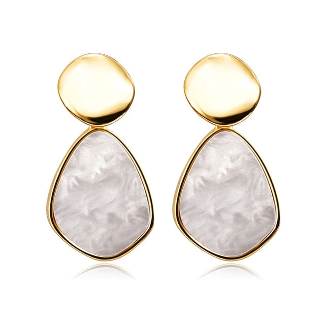 Korean Statement Round Dangle Drop Earrings for Women 2019 Fashion Jewelry Vintage Geometric Round Sequin Hanging Gold Earring