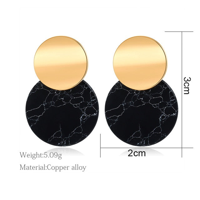 Korean Statement Round Dangle Drop Earrings for Women 2019 Fashion Jewelry Vintage Geometric Round Sequin Hanging Gold Earring