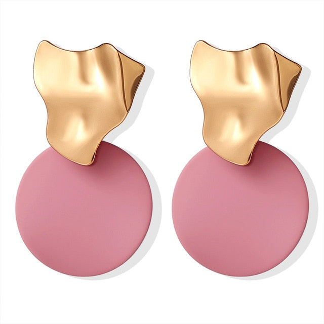Korean Statement Round Dangle Drop Earrings for Women 2019 Fashion Jewelry Vintage Geometric Round Sequin Hanging Gold Earring