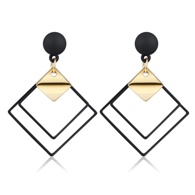 Korean Statement Round Dangle Drop Earrings for Women 2019 Fashion Jewelry Vintage Geometric Round Sequin Hanging Gold Earring