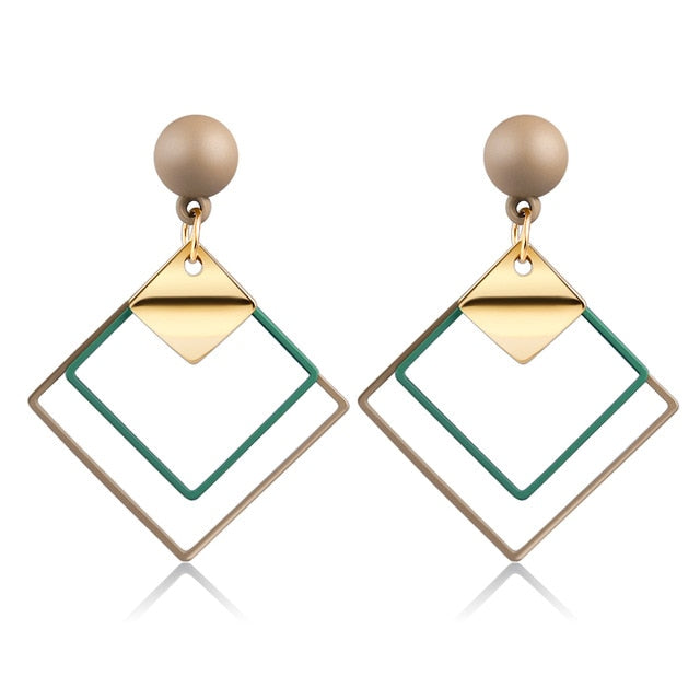 Korean Statement Round Dangle Drop Earrings for Women 2019 Fashion Jewelry Vintage Geometric Round Sequin Hanging Gold Earring