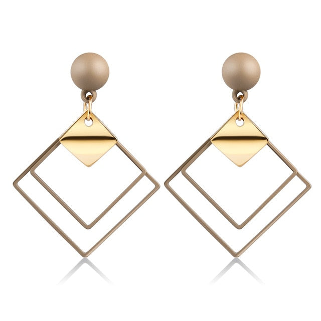 Korean Statement Round Dangle Drop Earrings for Women 2019 Fashion Jewelry Vintage Geometric Round Sequin Hanging Gold Earring
