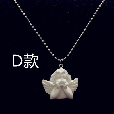 Cupido Ángel colgante collar de acero inoxidable, cadena larga en forma de bebé joyería Sweetheart para mujeres hombre amistad chica regalos