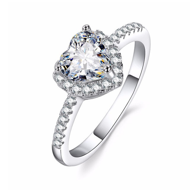 VKME Fashion Crystal Ring Openwork Crown Silver color Ring Ladies Ring Jewelry