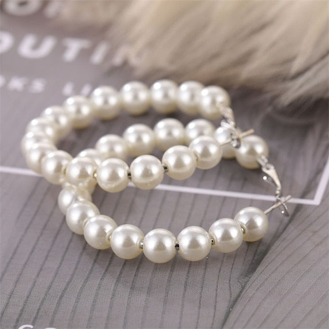 IPARAM tendencia perla simulada pendientes largos de mujer perla redonda blanca boda pendientes colgantes joyería Coreana de la manera pendientes