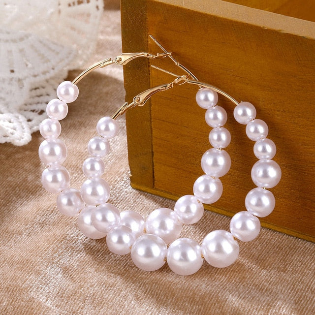 IPARAM tendencia perla simulada pendientes largos de mujer perla redonda blanca boda pendientes colgantes joyería Coreana de la manera pendientes