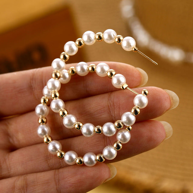 IPARAM tendencia perla simulada pendientes largos de mujer perla redonda blanca boda pendientes colgantes joyería Coreana de la manera pendientes