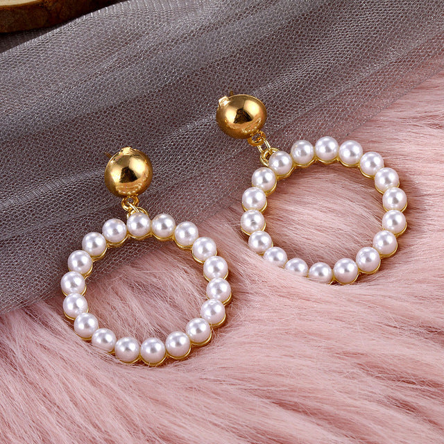 IPARAM tendencia perla simulada pendientes largos de mujer perla redonda blanca boda pendientes colgantes joyería Coreana de la manera pendientes