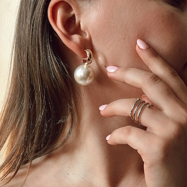 IPARAM tendencia perla simulada pendientes largos de mujer perla redonda blanca boda pendientes colgantes joyería Coreana de la manera pendientes
