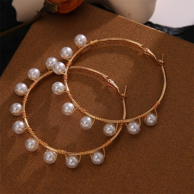 IPARAM tendencia perla simulada pendientes largos de mujer perla redonda blanca boda pendientes colgantes joyería Coreana de la manera pendientes