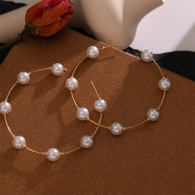 IPARAM tendencia perla simulada pendientes largos de mujer perla redonda blanca boda pendientes colgantes joyería Coreana de la manera pendientes